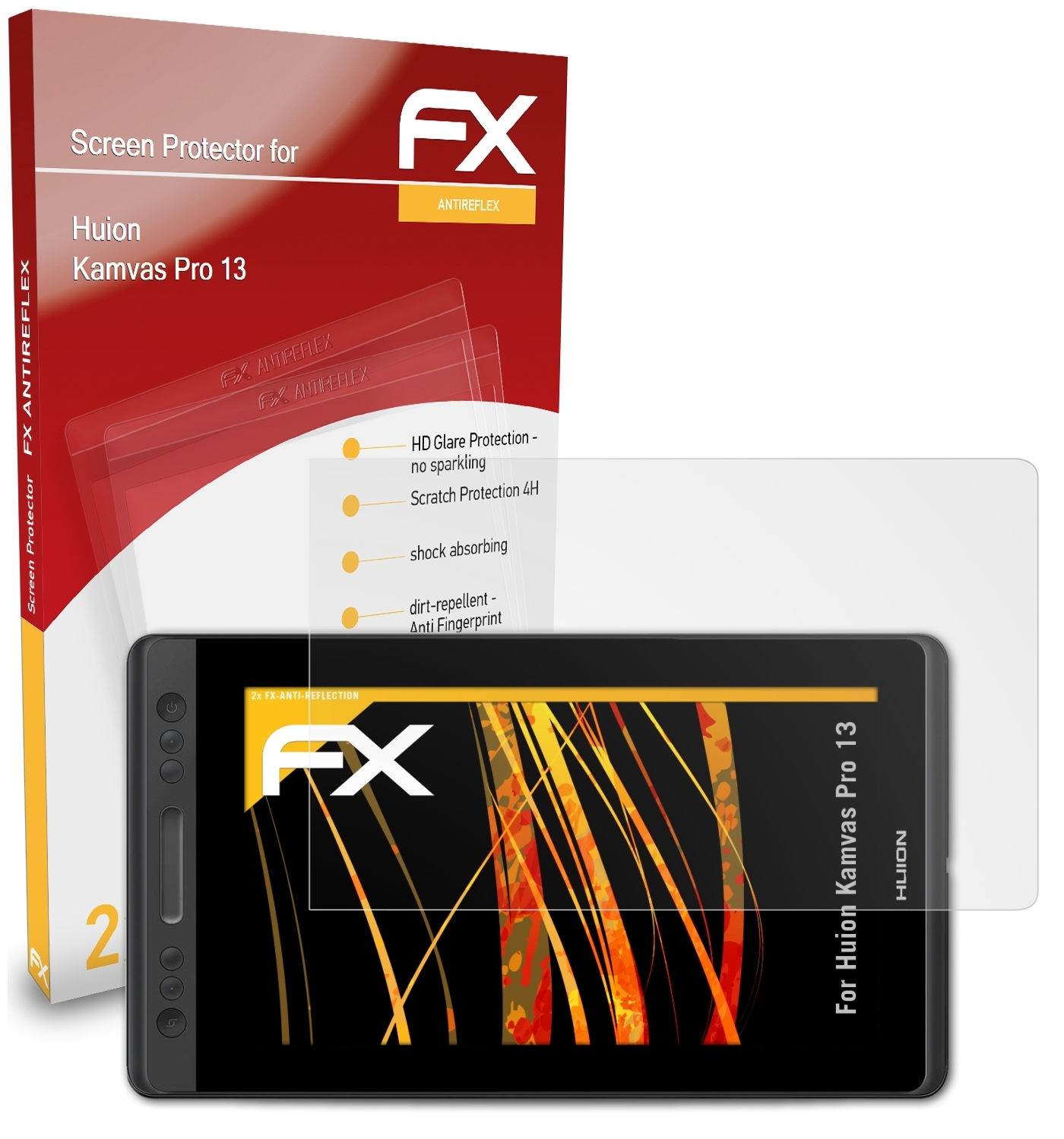 ATFOLIX 2x FX-Antireflex Displayschutz(für Kamvas 13 Pro (GT133)) Huion