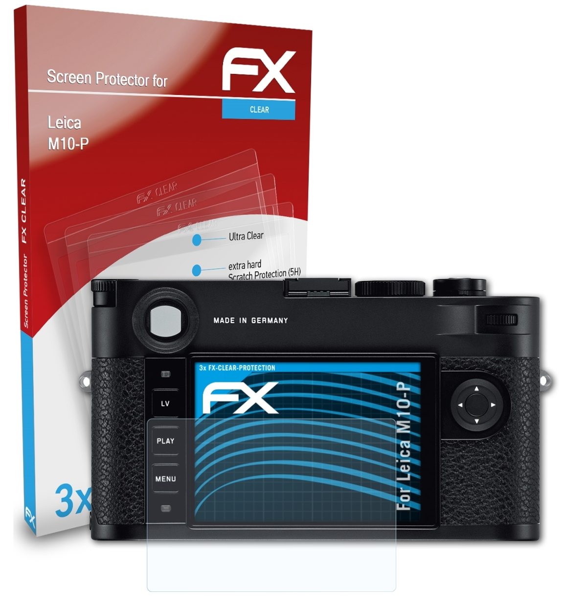 M10-P) Displayschutz(für Leica 3x ATFOLIX FX-Clear