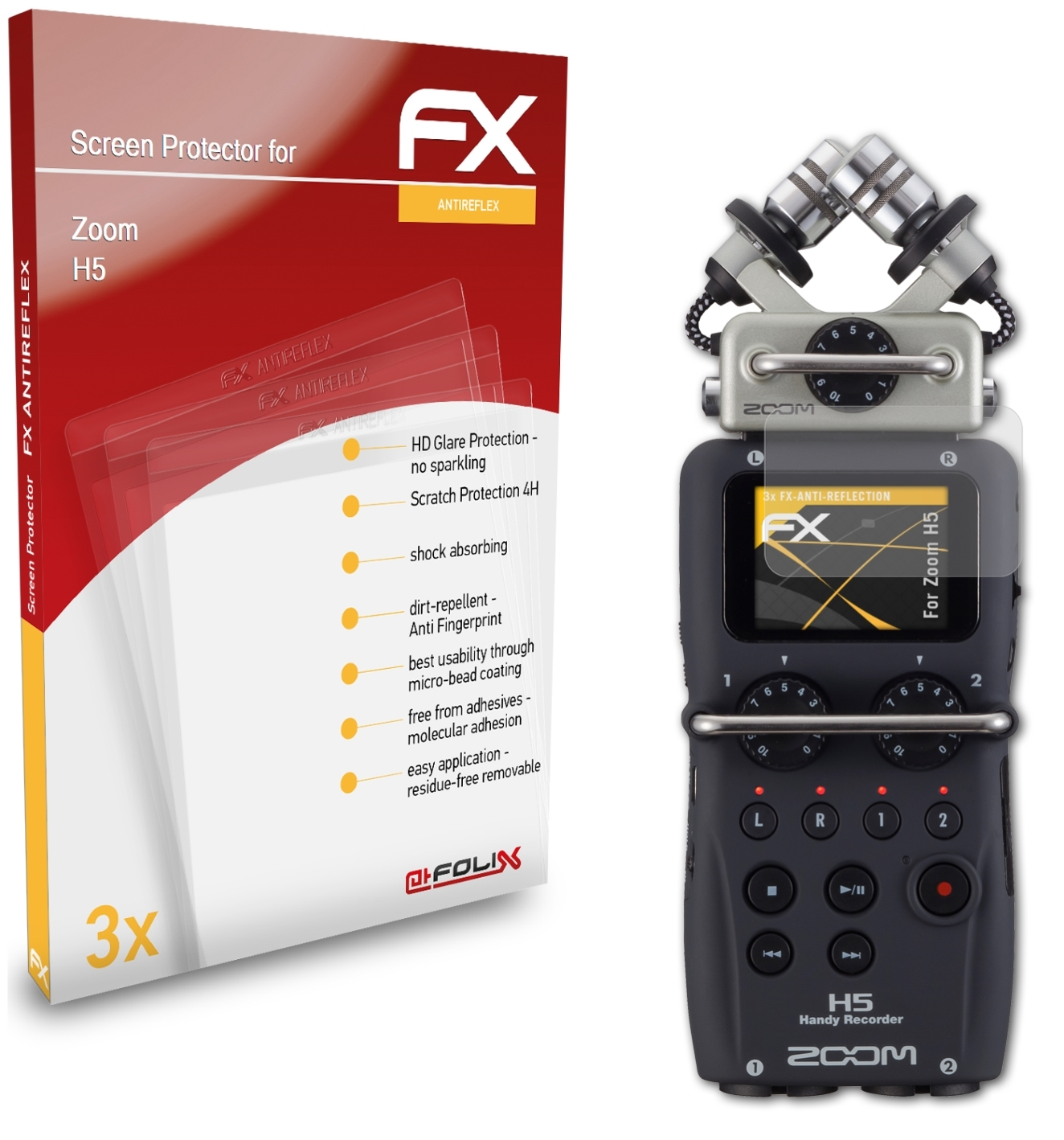 ATFOLIX 3x Zoom H5) FX-Antireflex Displayschutz(für