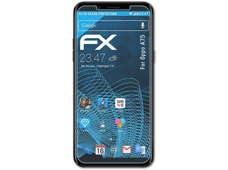 ATFOLIX 3x FX-Clear Displayschutz(für Oppo A75)