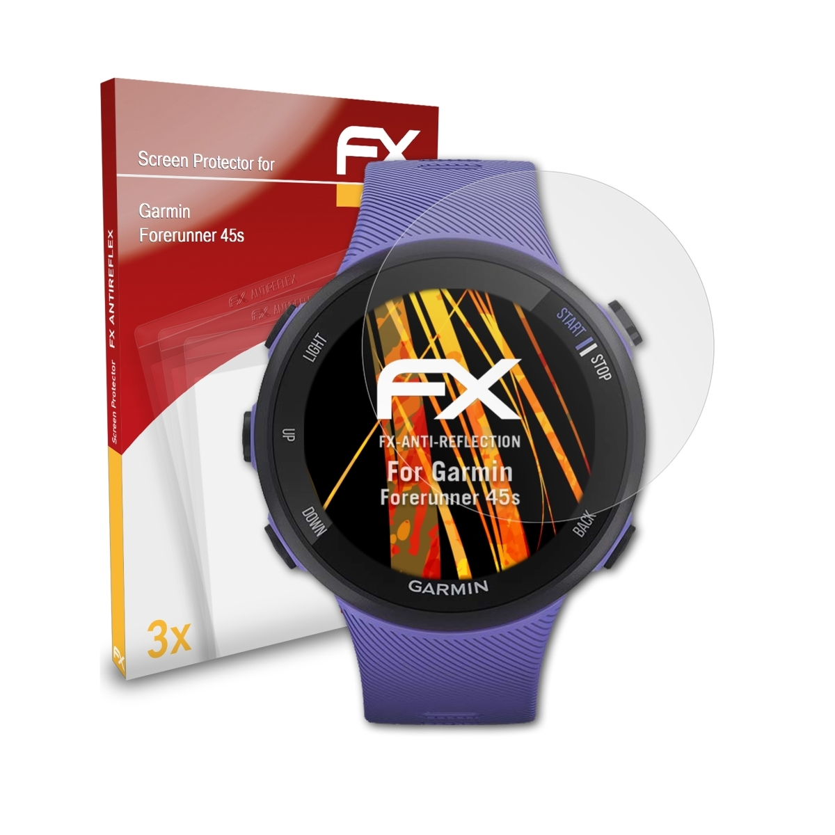 Garmin FX-Antireflex 45s) Forerunner ATFOLIX 3x Displayschutz(für