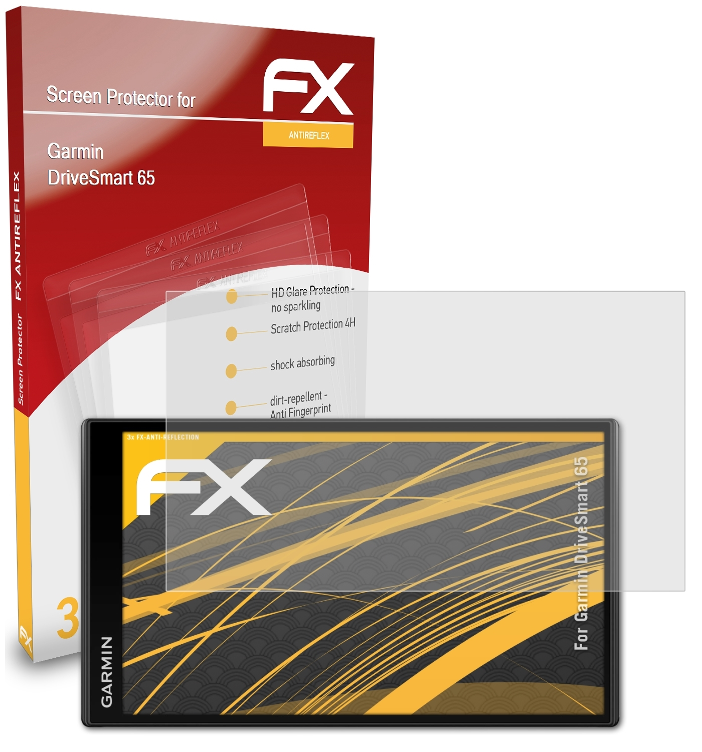 Displayschutz(für Garmin 65) FX-Antireflex DriveSmart ATFOLIX 3x
