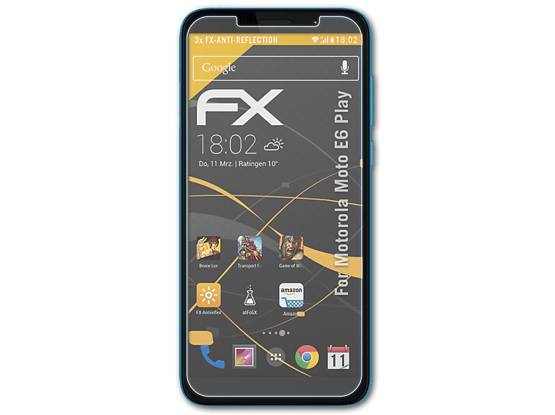 Motorola Moto Displayschutz(für ATFOLIX Play) FX-Antireflex E6 3x
