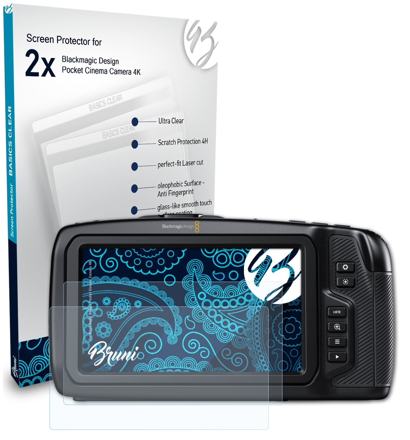 BRUNI 2x Basics-Clear Design Pocket Cinema 4K) Camera Blackmagic Schutzfolie(für