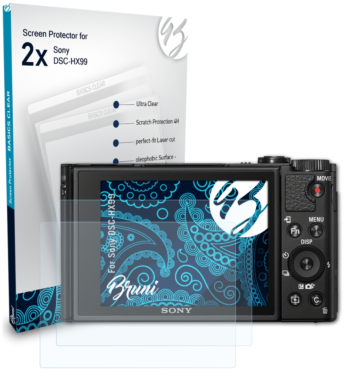BRUNI 2x Basics-Clear Schutzfolie(für Sony DSC-HX99)