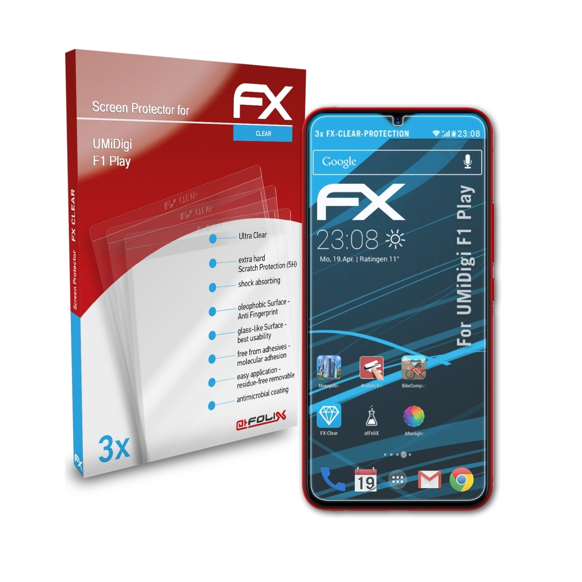 ATFOLIX 3x FX-Clear Displayschutz(für UMiDigi Play) F1