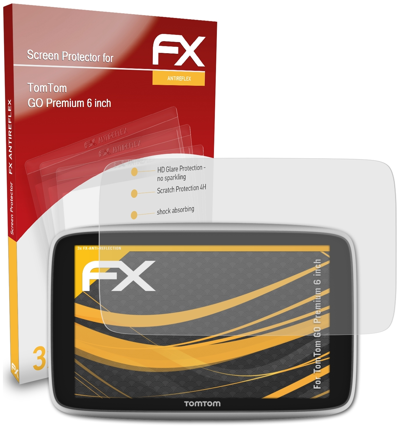 ATFOLIX 3x FX-Antireflex Displayschutz(für TomTom Premium GO (6 inch))