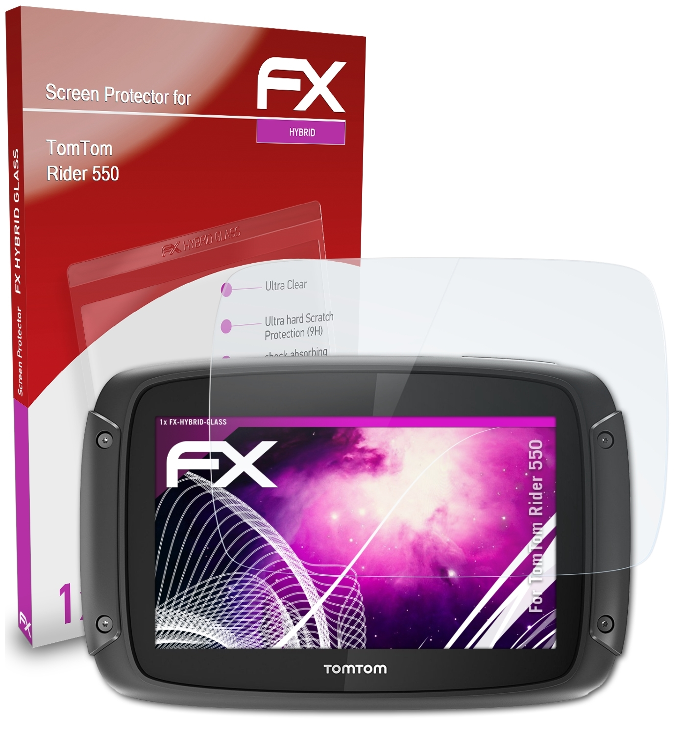 ATFOLIX FX-Hybrid-Glass Schutzglas(für TomTom Rider 550)