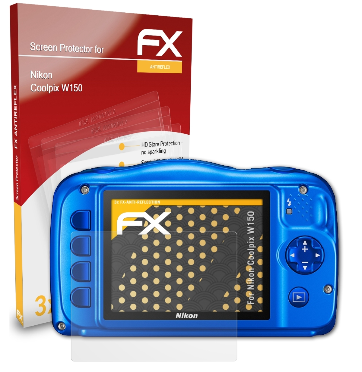 ATFOLIX 3x Displayschutz(für FX-Antireflex Coolpix Nikon W150)
