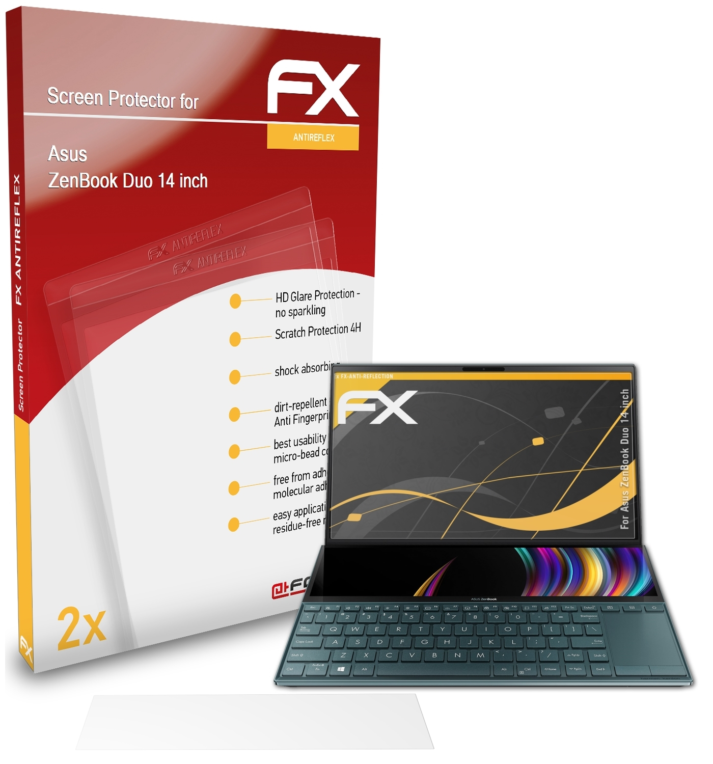 ZenBook Asus FX-Antireflex 2x ATFOLIX Displayschutz(für (14 Duo inch))