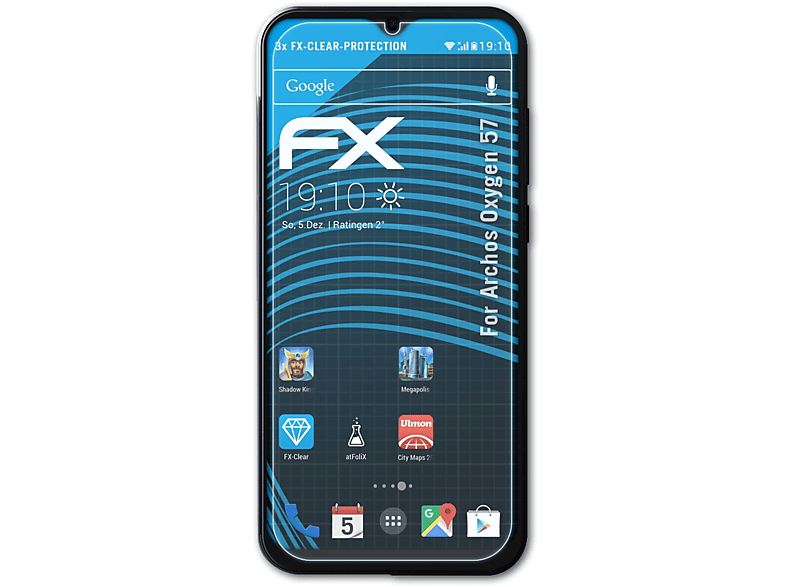 Displayschutz(für 3x 57) Archos ATFOLIX Oxygen FX-Clear