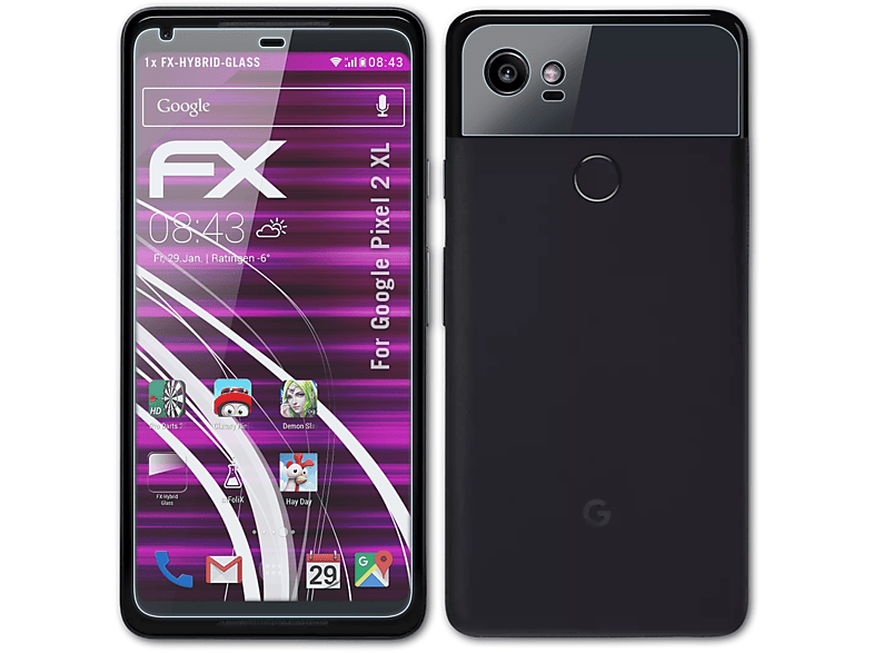 ATFOLIX FX-Hybrid-Glass Schutzglas(für Google Pixel 2 XL)