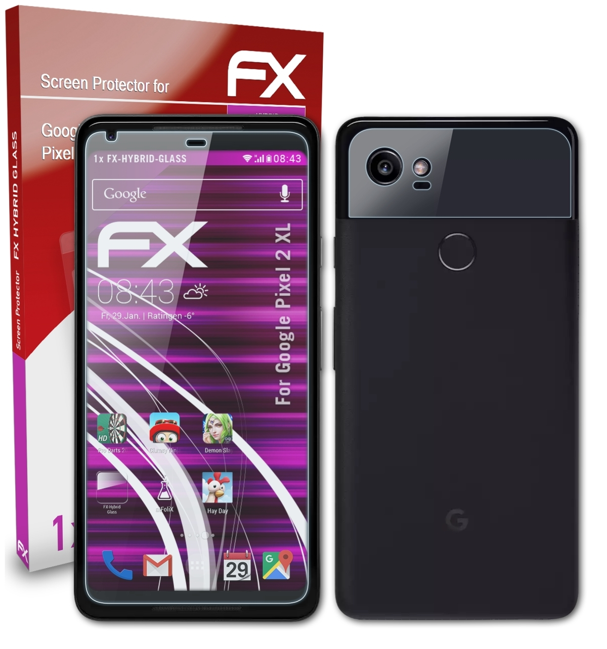 Pixel Google Schutzglas(für 2 XL) FX-Hybrid-Glass ATFOLIX