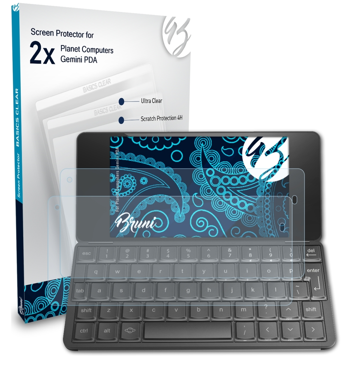 BRUNI 2x Gemini Planet PDA) Basics-Clear Schutzfolie(für Computers