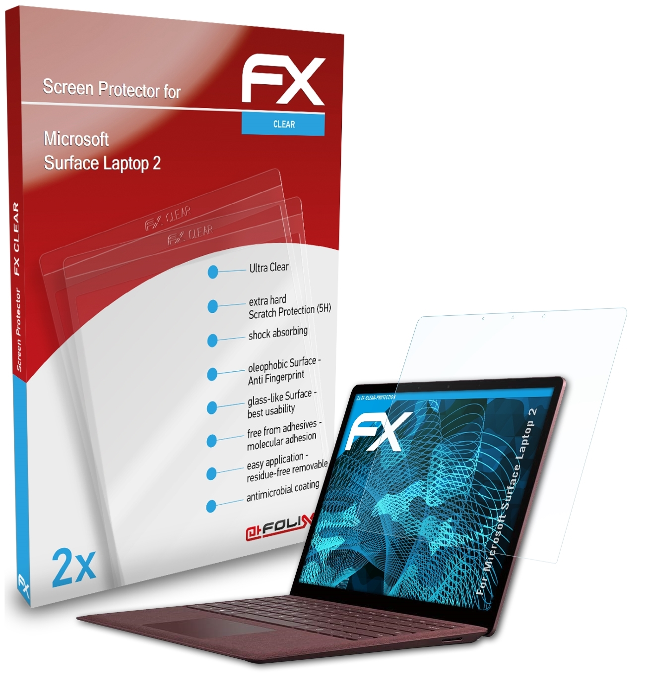 Laptop FX-Clear Microsoft Surface 2x ATFOLIX Displayschutz(für 2)
