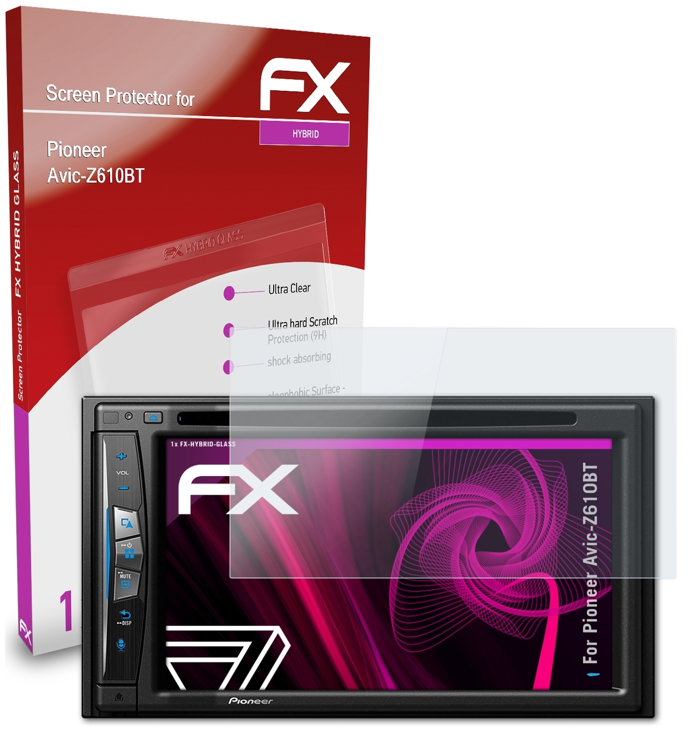 ATFOLIX FX-Hybrid-Glass Schutzglas(für Pioneer Avic-Z610BT)