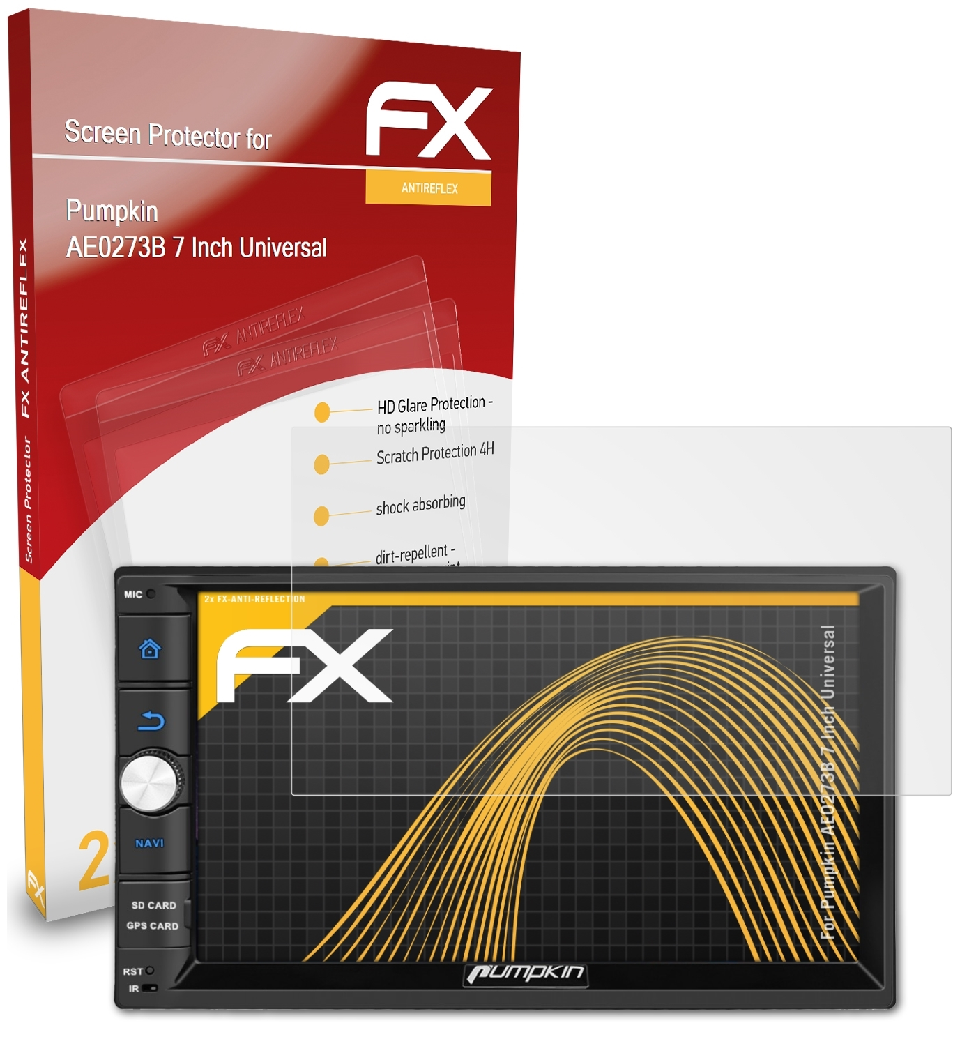 2x 7 AE0273B Pumpkin (Universal)) Inch ATFOLIX FX-Antireflex Displayschutz(für
