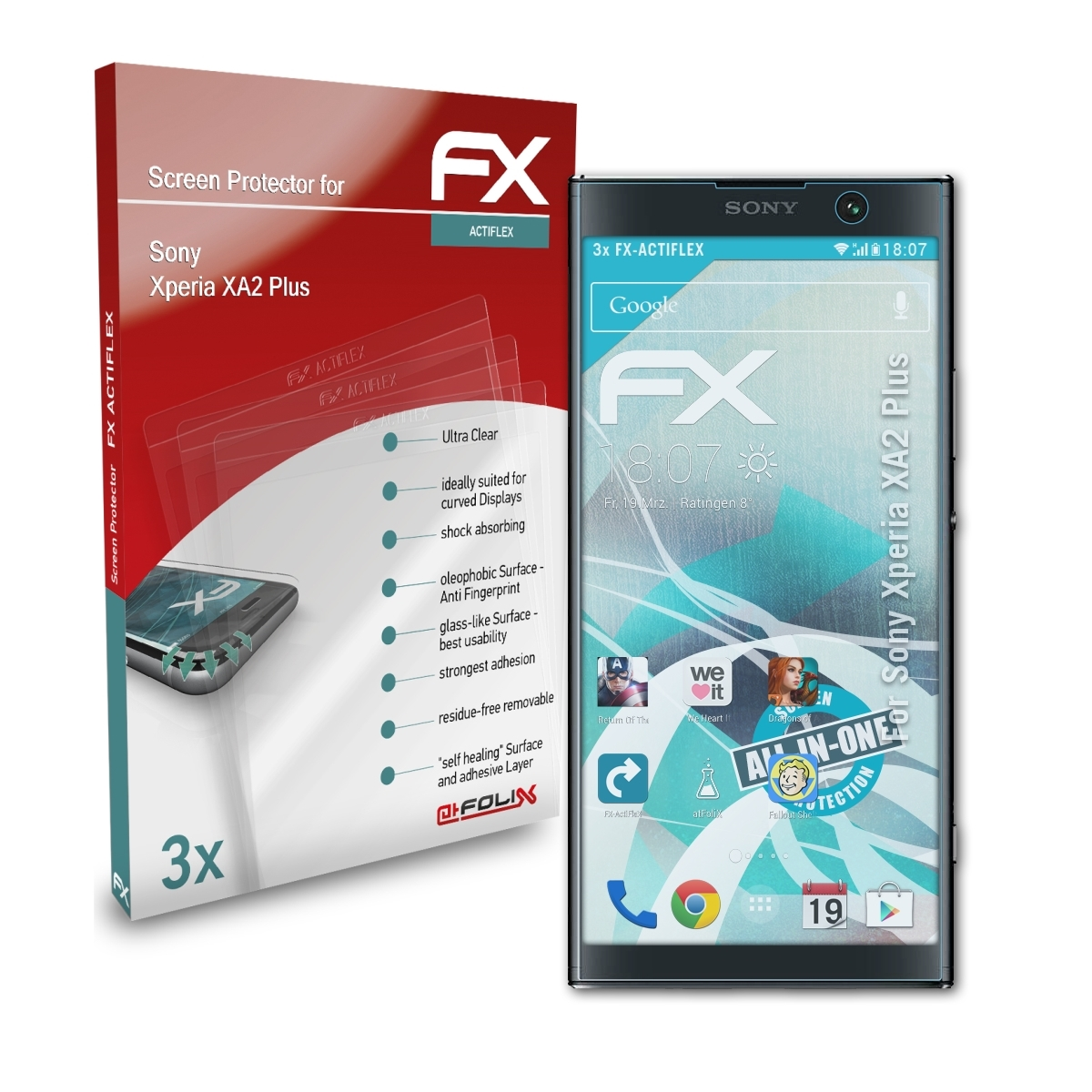 FX-ActiFleX Sony Plus) Xperia ATFOLIX 3x Displayschutz(für XA2