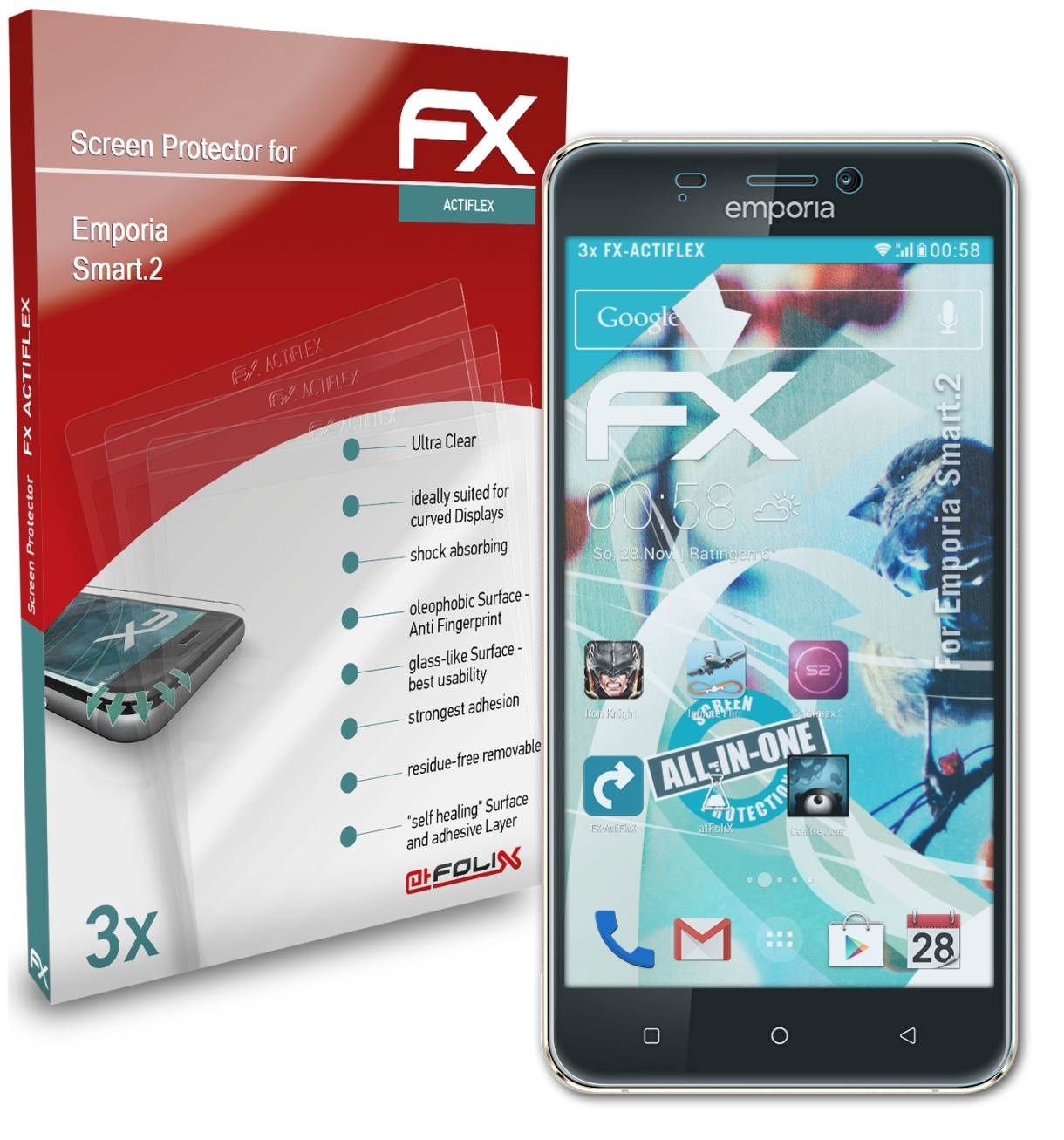 ATFOLIX 3x Displayschutz(für FX-ActiFleX Emporia Smart.2)