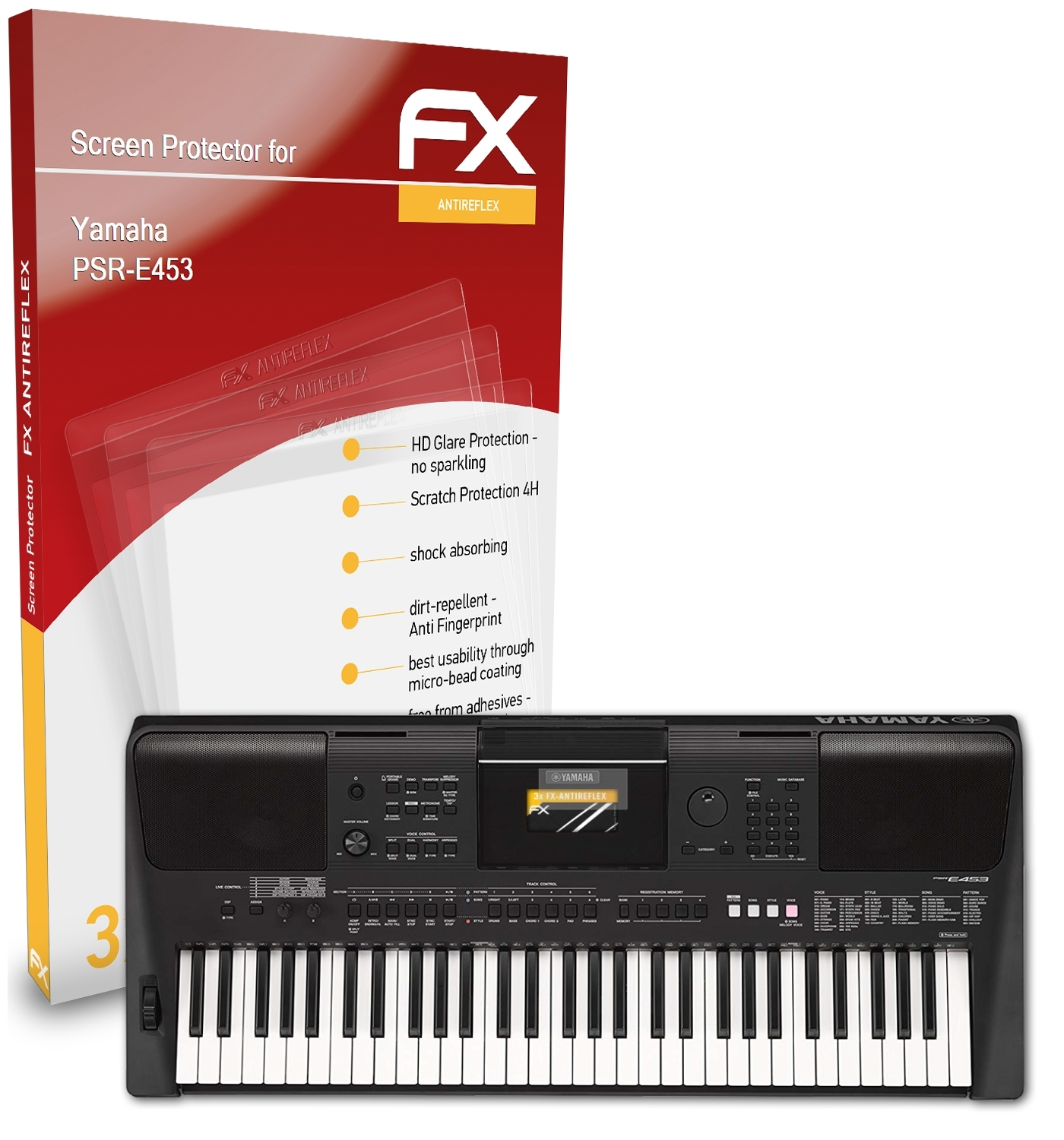 3x FX-Antireflex Displayschutz(für Yamaha PSR-E453) ATFOLIX