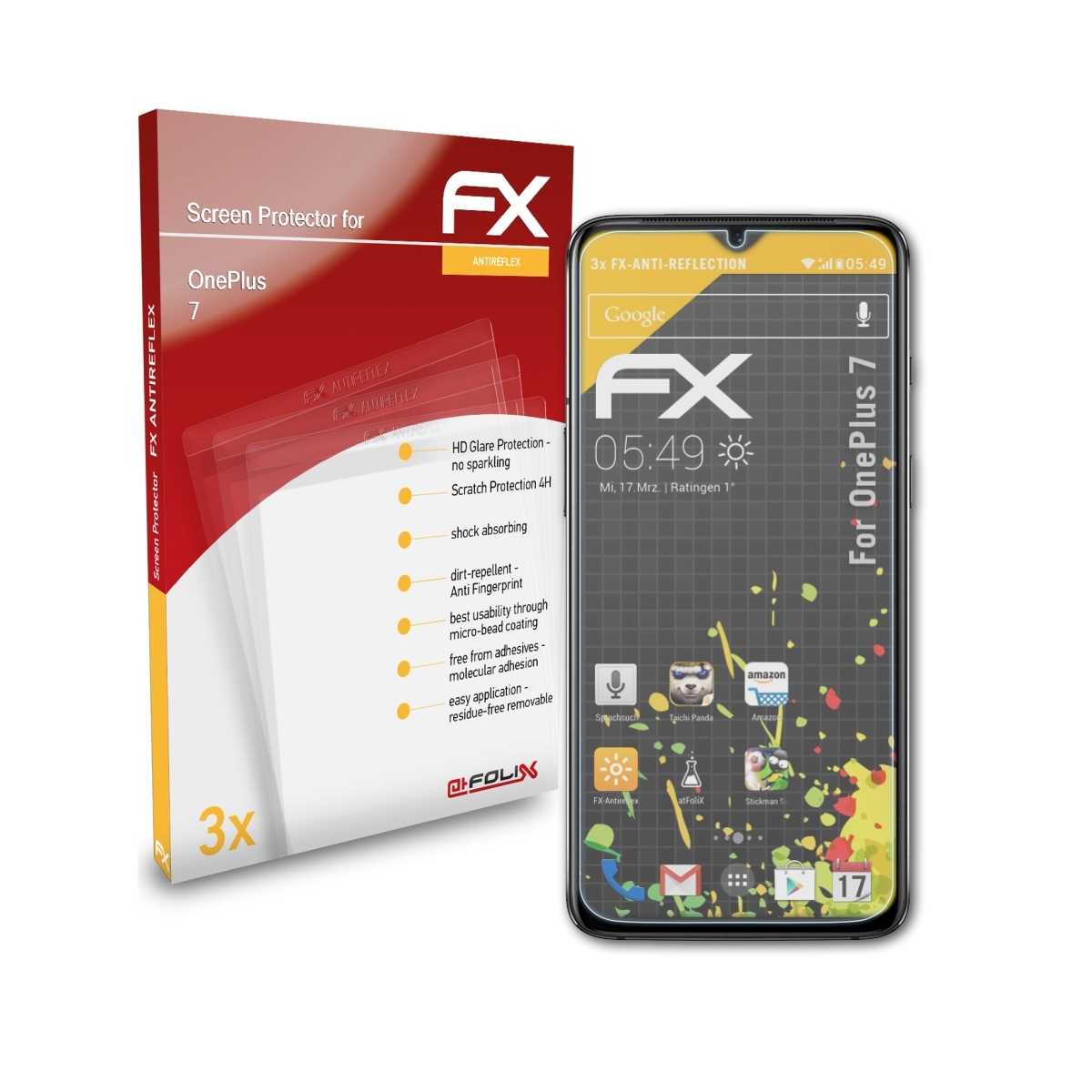 3x OnePlus ATFOLIX Displayschutz(für 7) FX-Antireflex