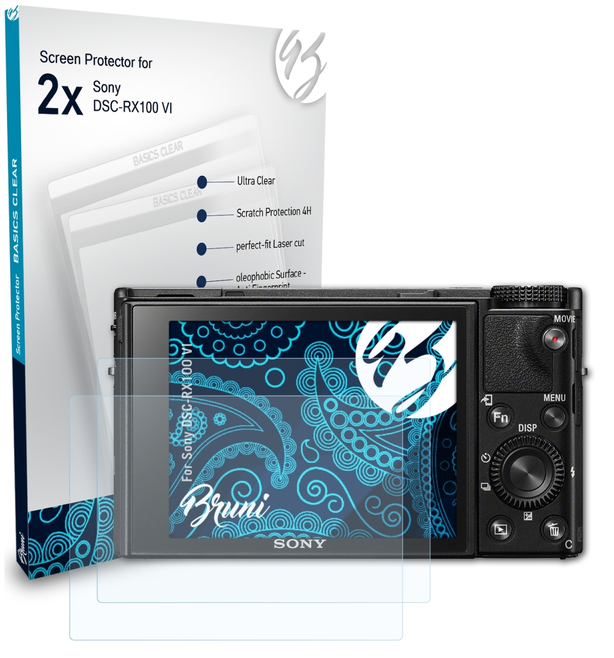 BRUNI 2x Basics-Clear Schutzfolie(für Sony VI) DSC-RX100