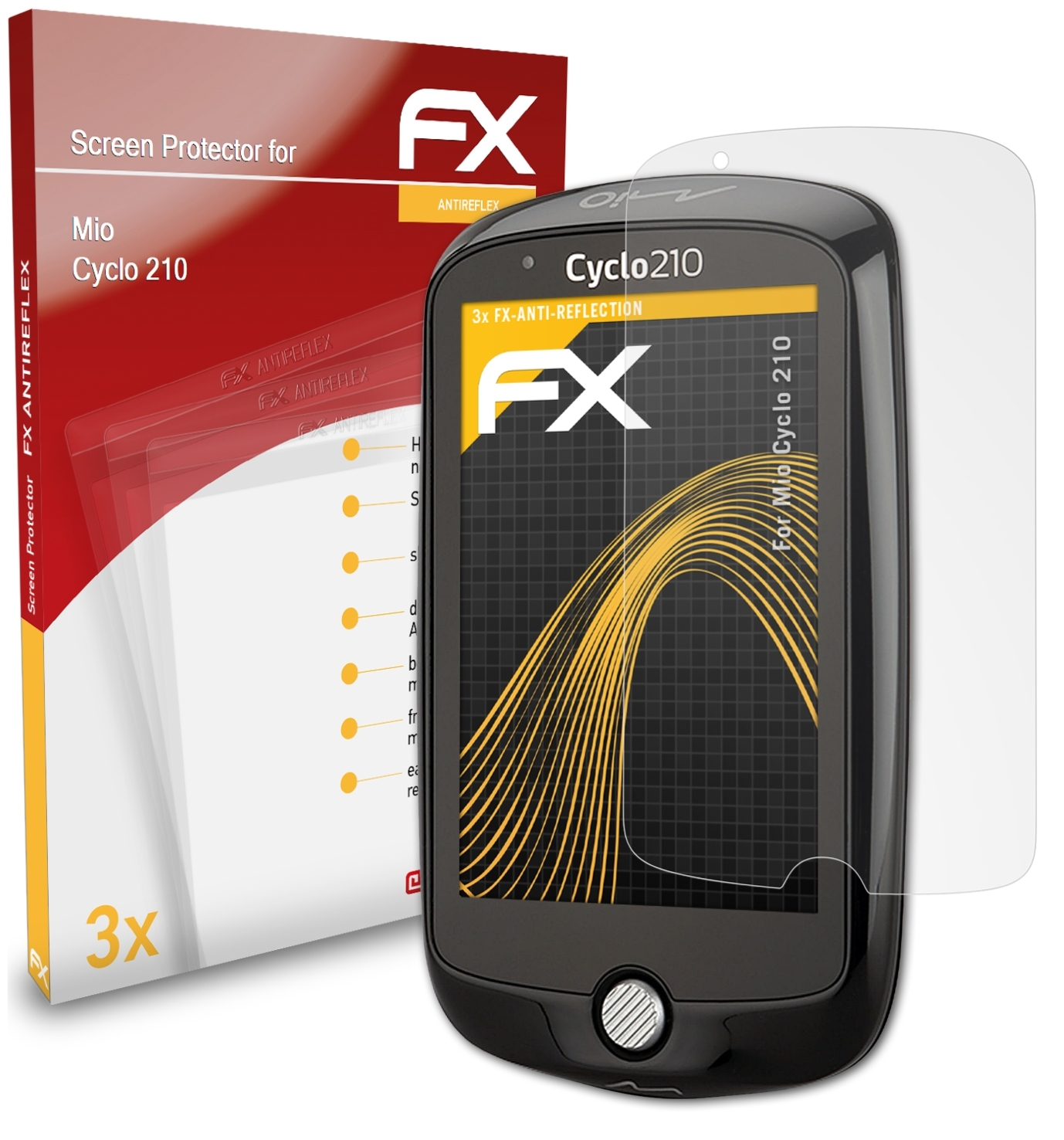 ATFOLIX 3x FX-Antireflex Displayschutz(für Mio Cyclo 210)