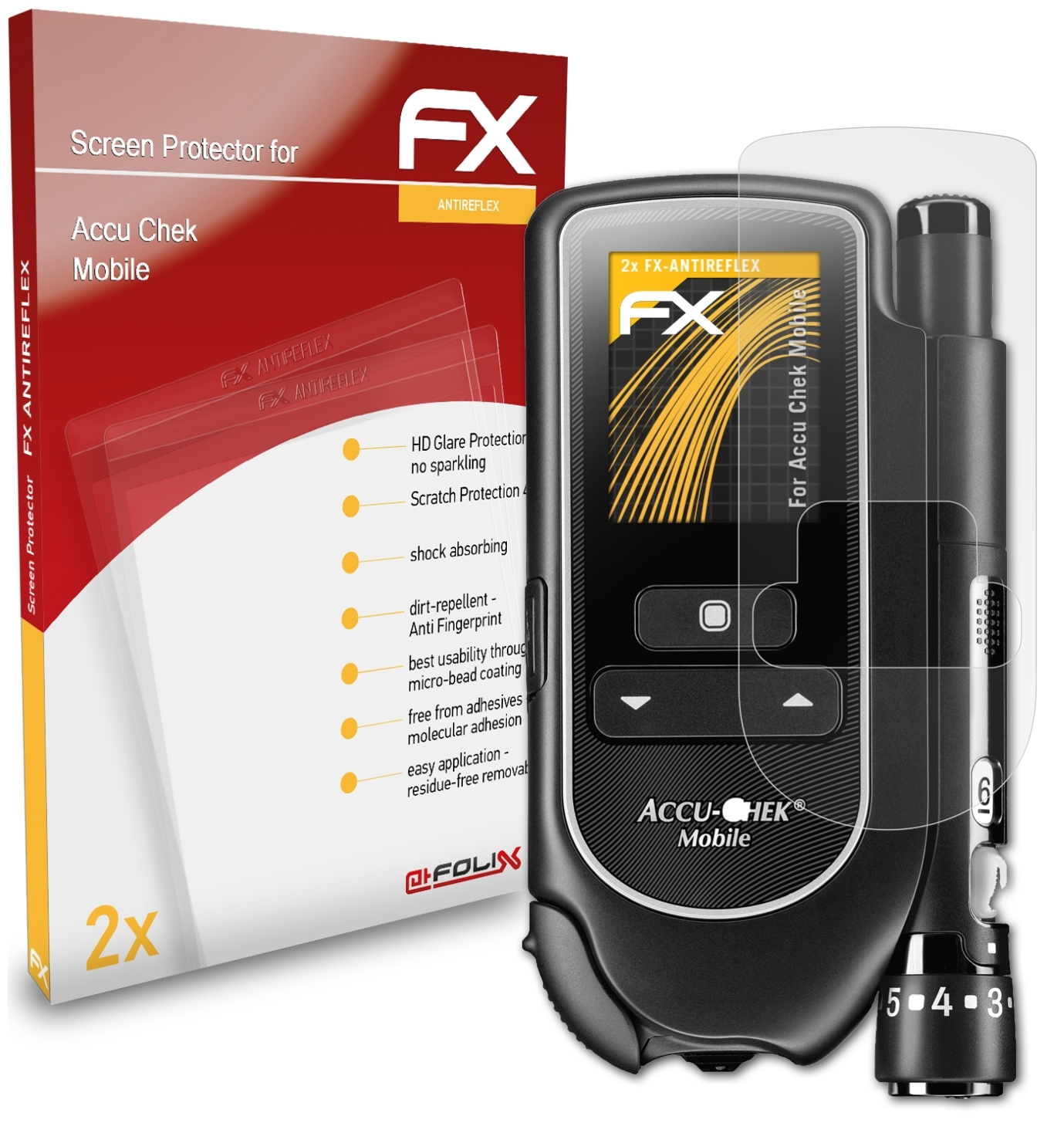 ATFOLIX 2x FX-Antireflex Accu Mobile) Chek Displayschutz(für