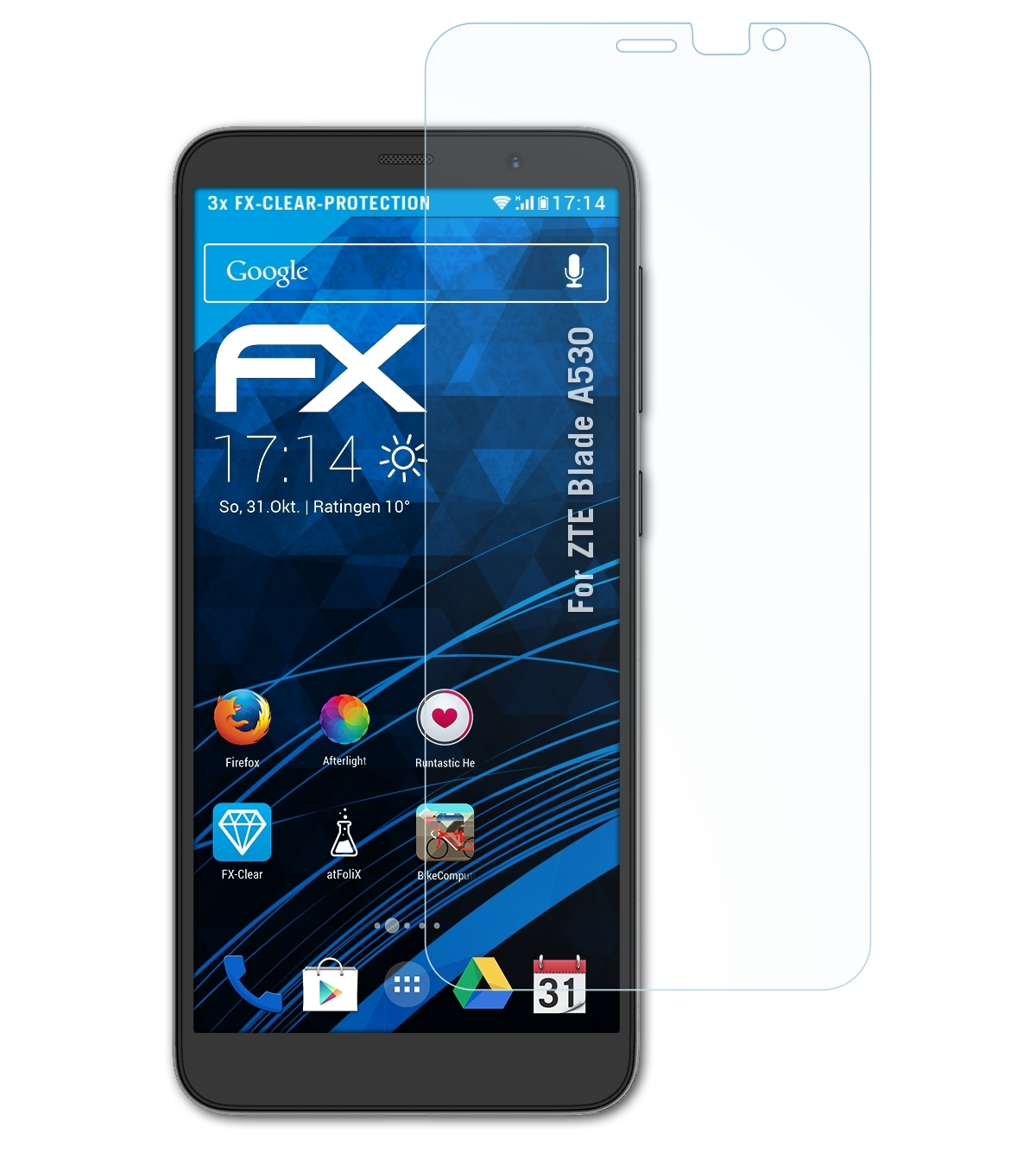 ATFOLIX 3x FX-Clear Displayschutz(für Blade A530) ZTE