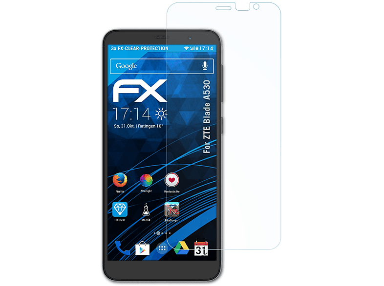 ATFOLIX 3x FX-Clear Displayschutz(für ZTE Blade A530)