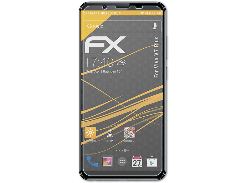 ATFOLIX 3x Vivo Plus) FX-Antireflex V7 Displayschutz(für