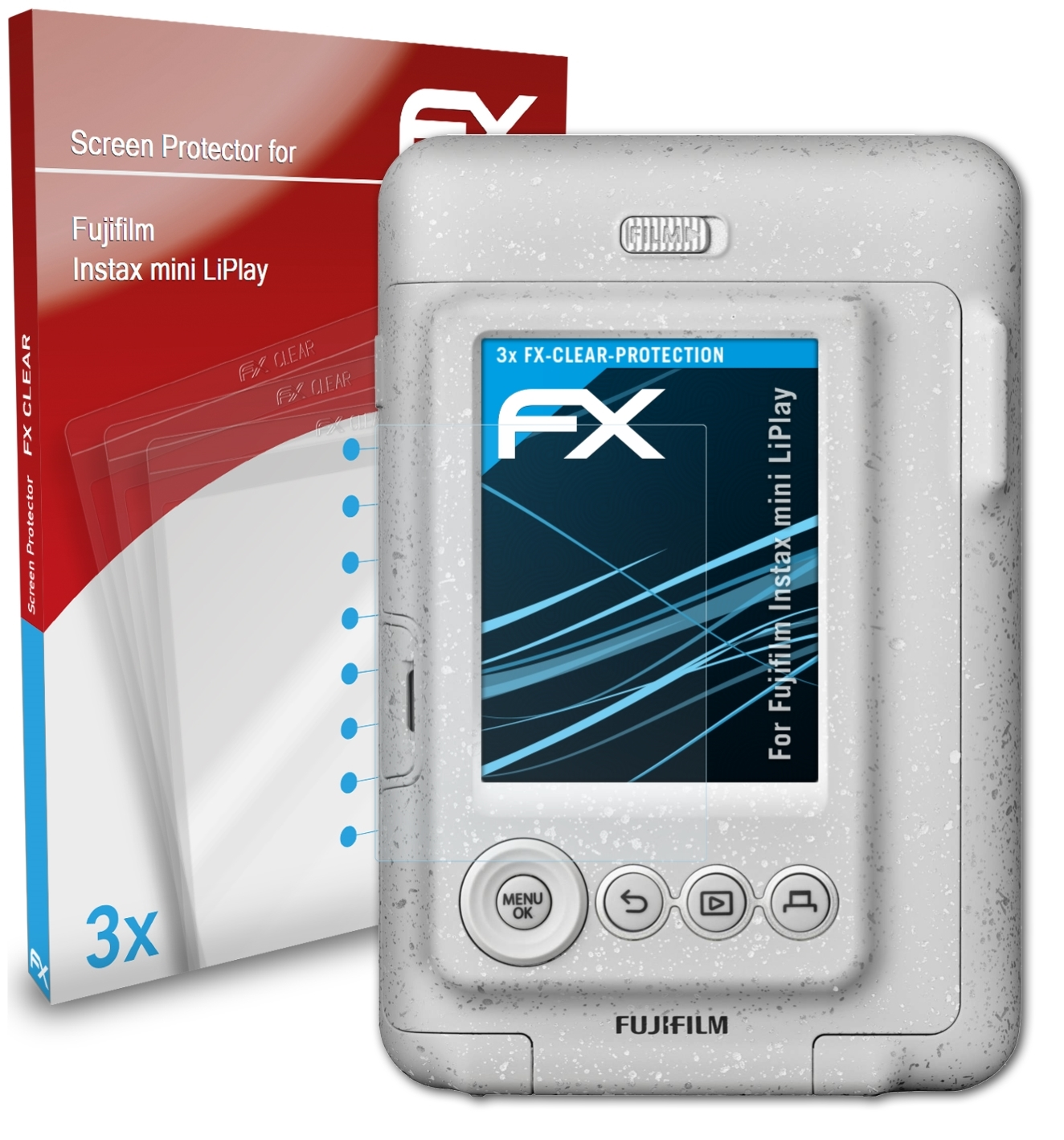 ATFOLIX mini LiPlay) Displayschutz(für 3x Instax FX-Clear