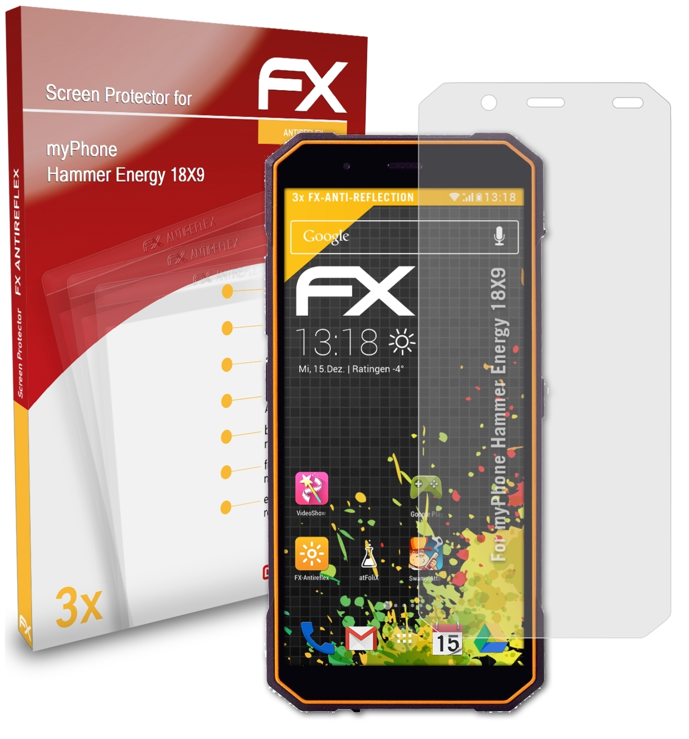 ATFOLIX 3x FX-Antireflex myPhone 18X9) Energy Hammer Displayschutz(für
