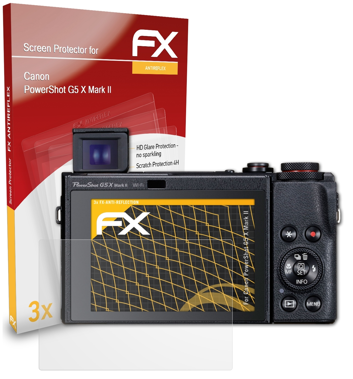 Mark G5 ATFOLIX FX-Antireflex II) X Displayschutz(für Canon 3x PowerShot