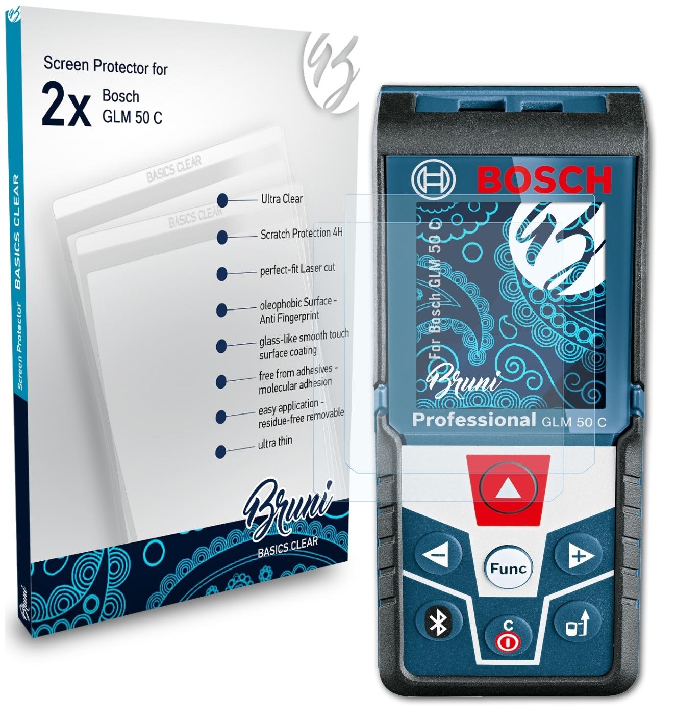 BRUNI 2x Bosch Basics-Clear 50 Schutzfolie(für GLM C)