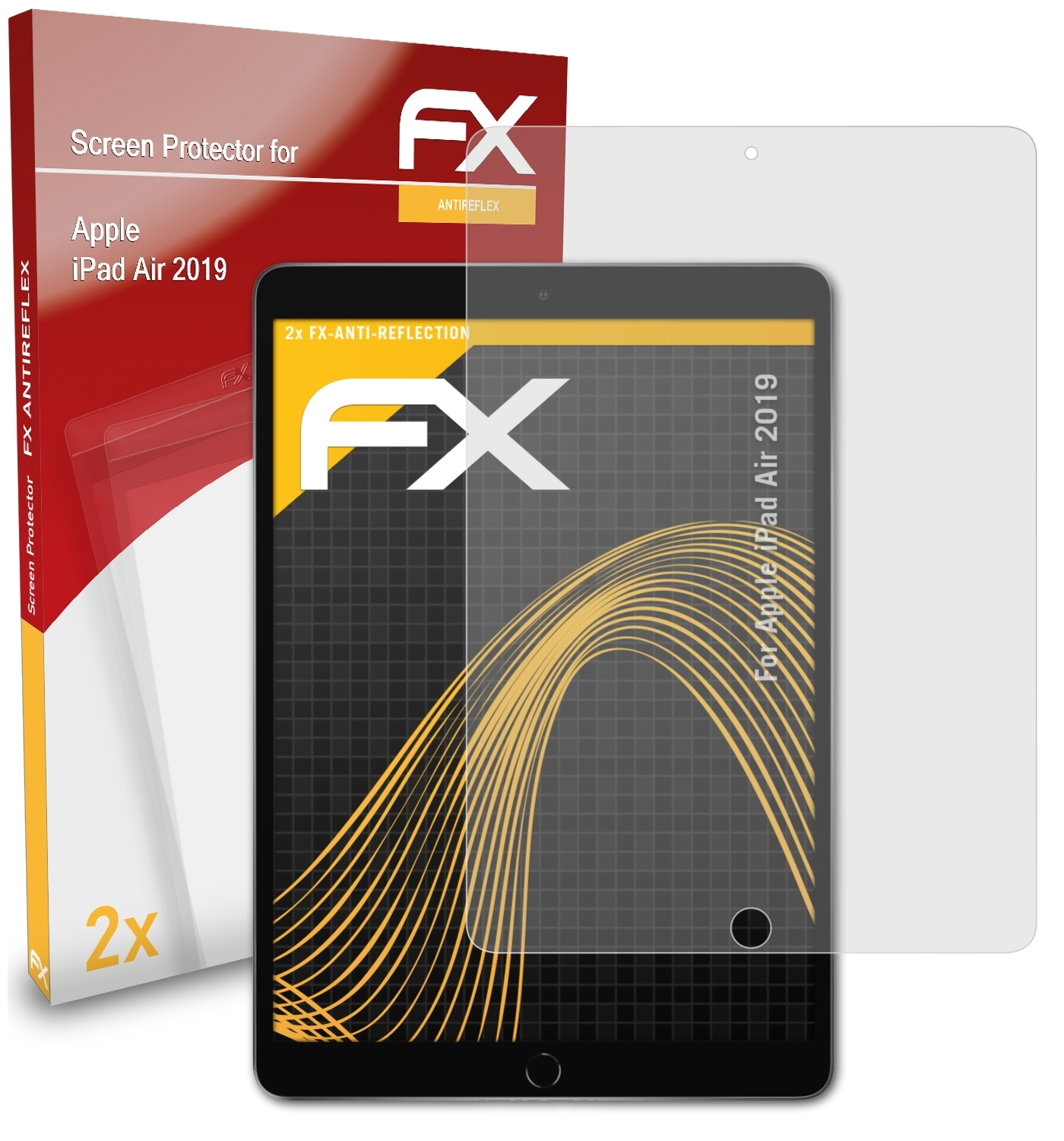 Air iPad Displayschutz(für 2x Apple (2019)) ATFOLIX FX-Antireflex
