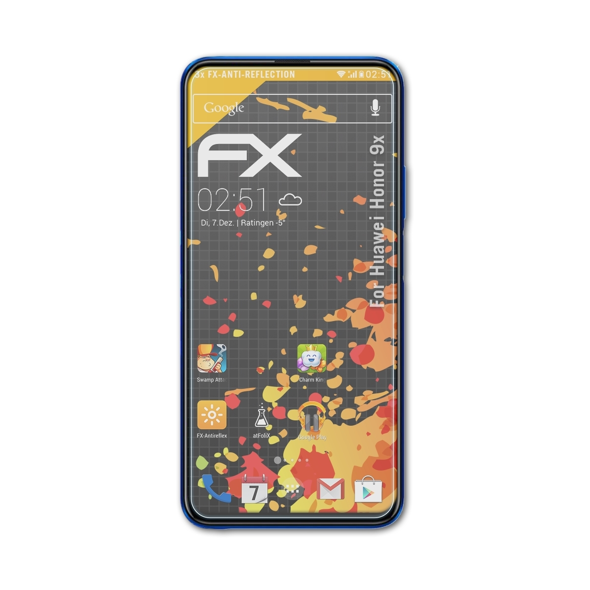 ATFOLIX 3x Displayschutz(für Huawei Honor FX-Antireflex 9x)