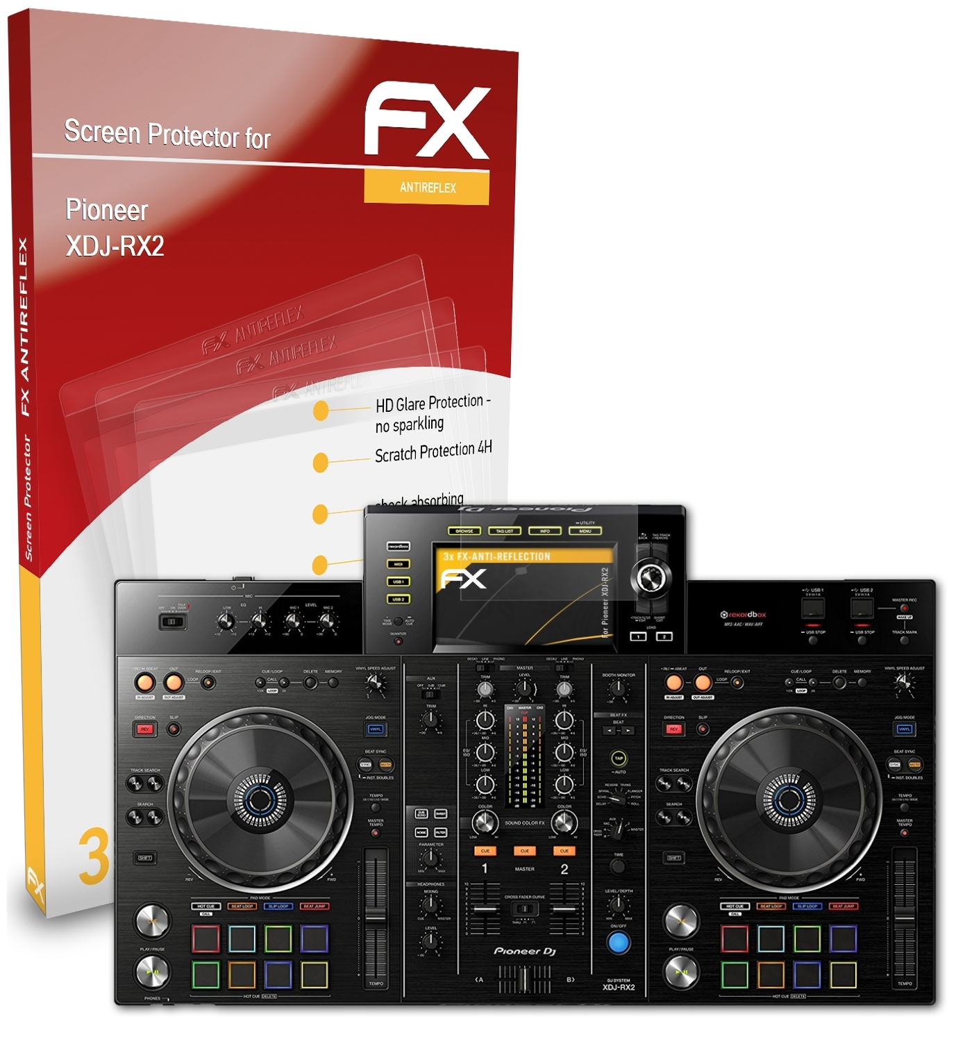 ATFOLIX 3x FX-Antireflex Displayschutz(für Pioneer XDJ-RX2)