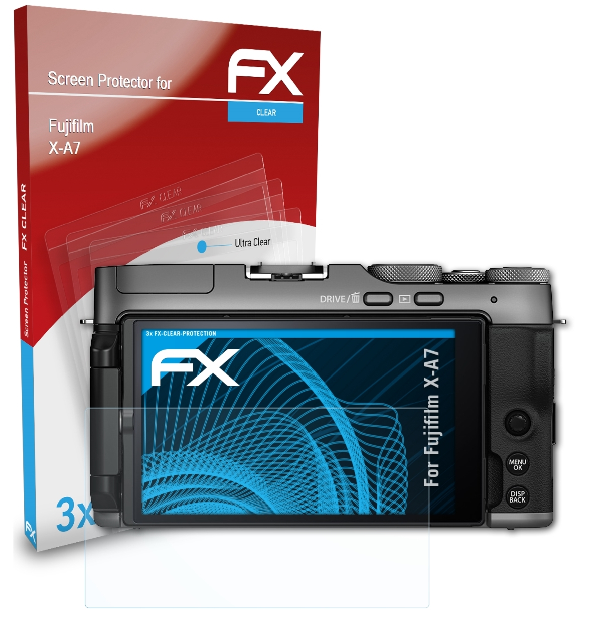 3x Displayschutz(für Fujifilm ATFOLIX X-A7) FX-Clear
