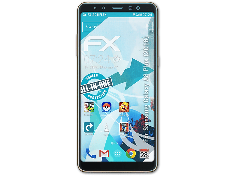 ATFOLIX 3x FX-ActiFleX Displayschutz(für Samsung Galaxy A8 Plus (2018))