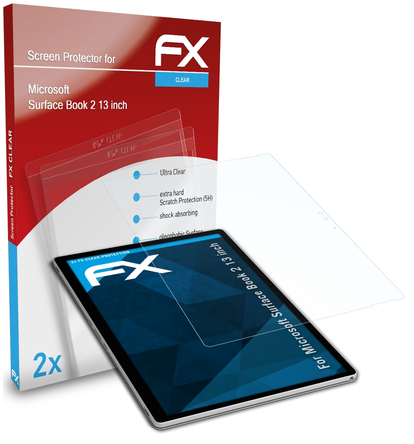 ATFOLIX 2x Microsoft Displayschutz(für 2 (13 Book Surface FX-Clear inch))