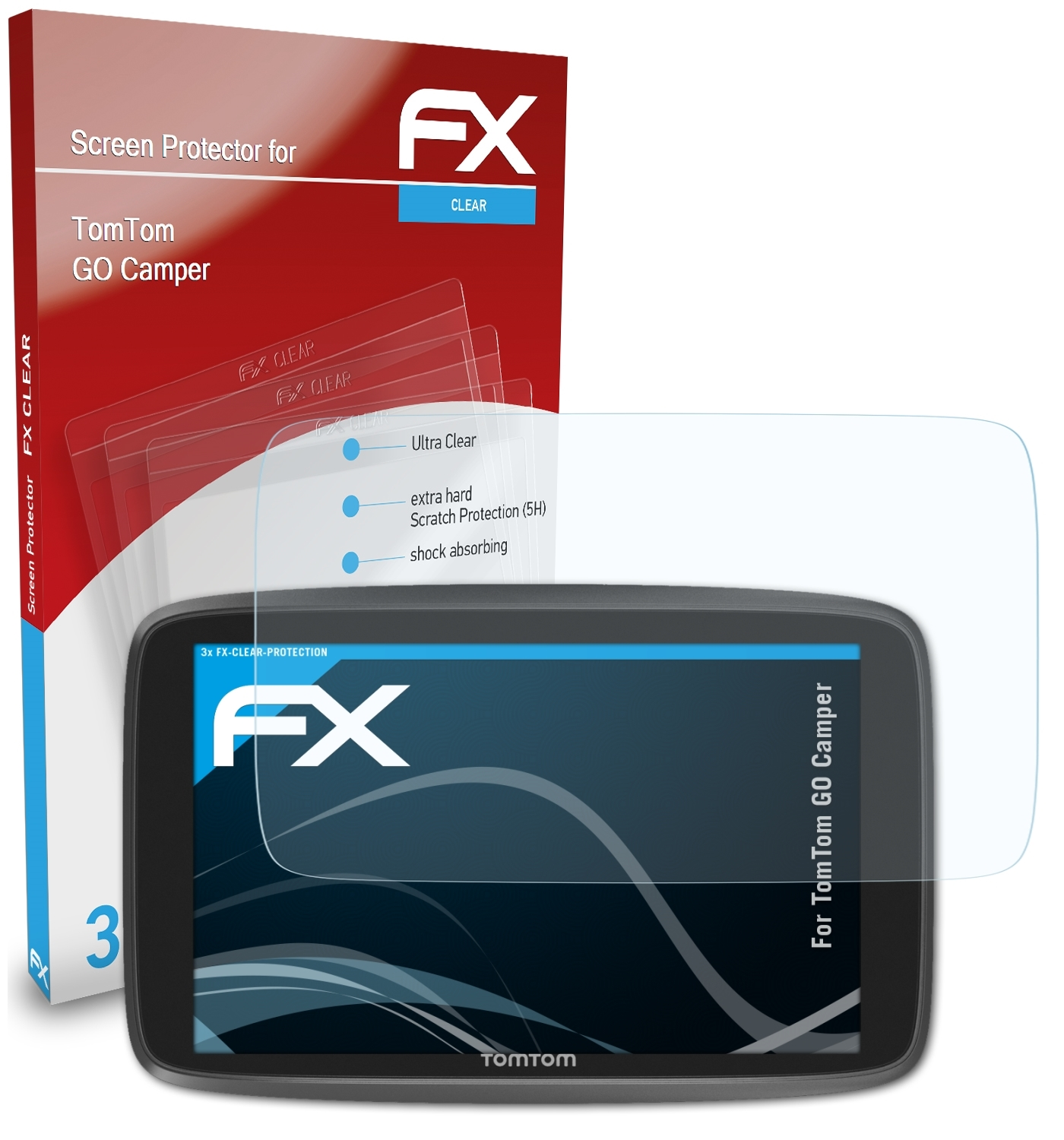 ATFOLIX 3x FX-Clear Displayschutz(für TomTom GO Camper)