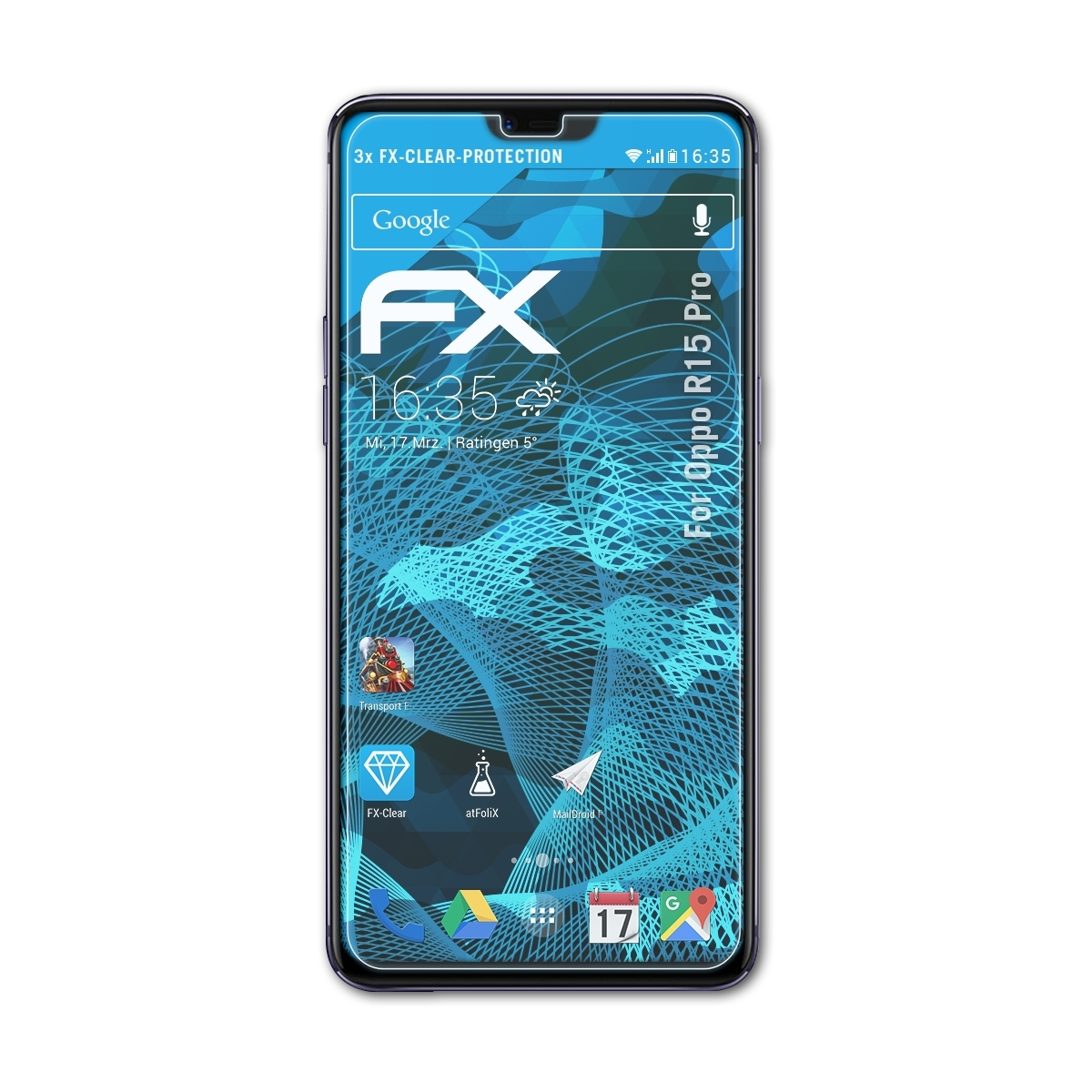 ATFOLIX 3x FX-Clear Pro) Oppo R15 Displayschutz(für