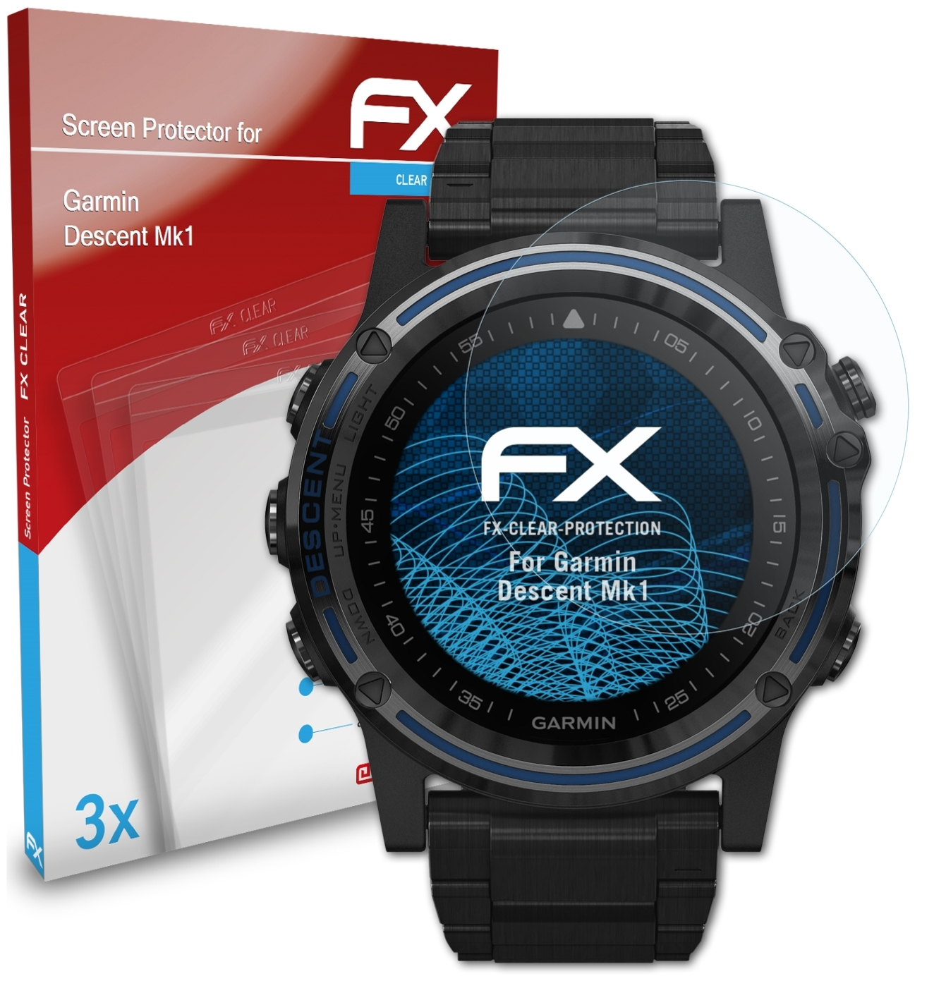ATFOLIX 3x FX-Clear Displayschutz(für Garmin Descent Mk1)