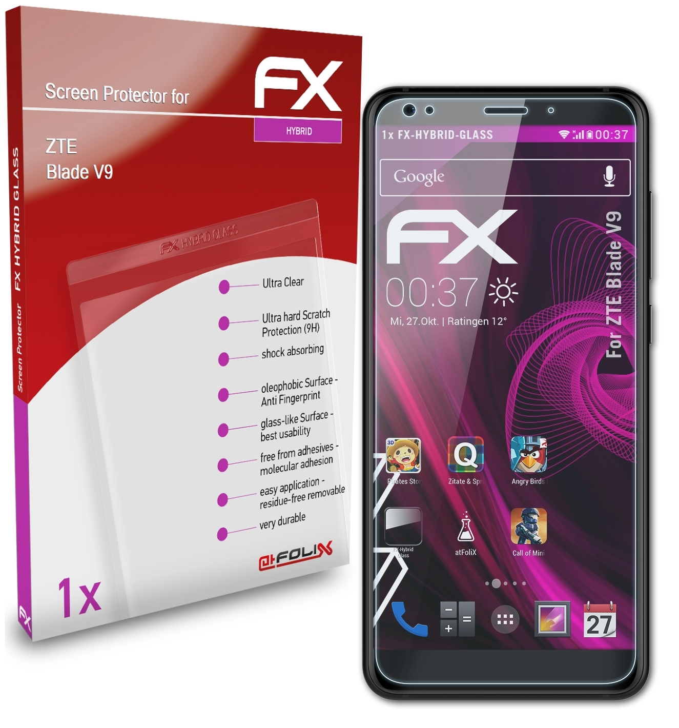 ATFOLIX Schutzglas(für FX-Hybrid-Glass Blade ZTE V9)