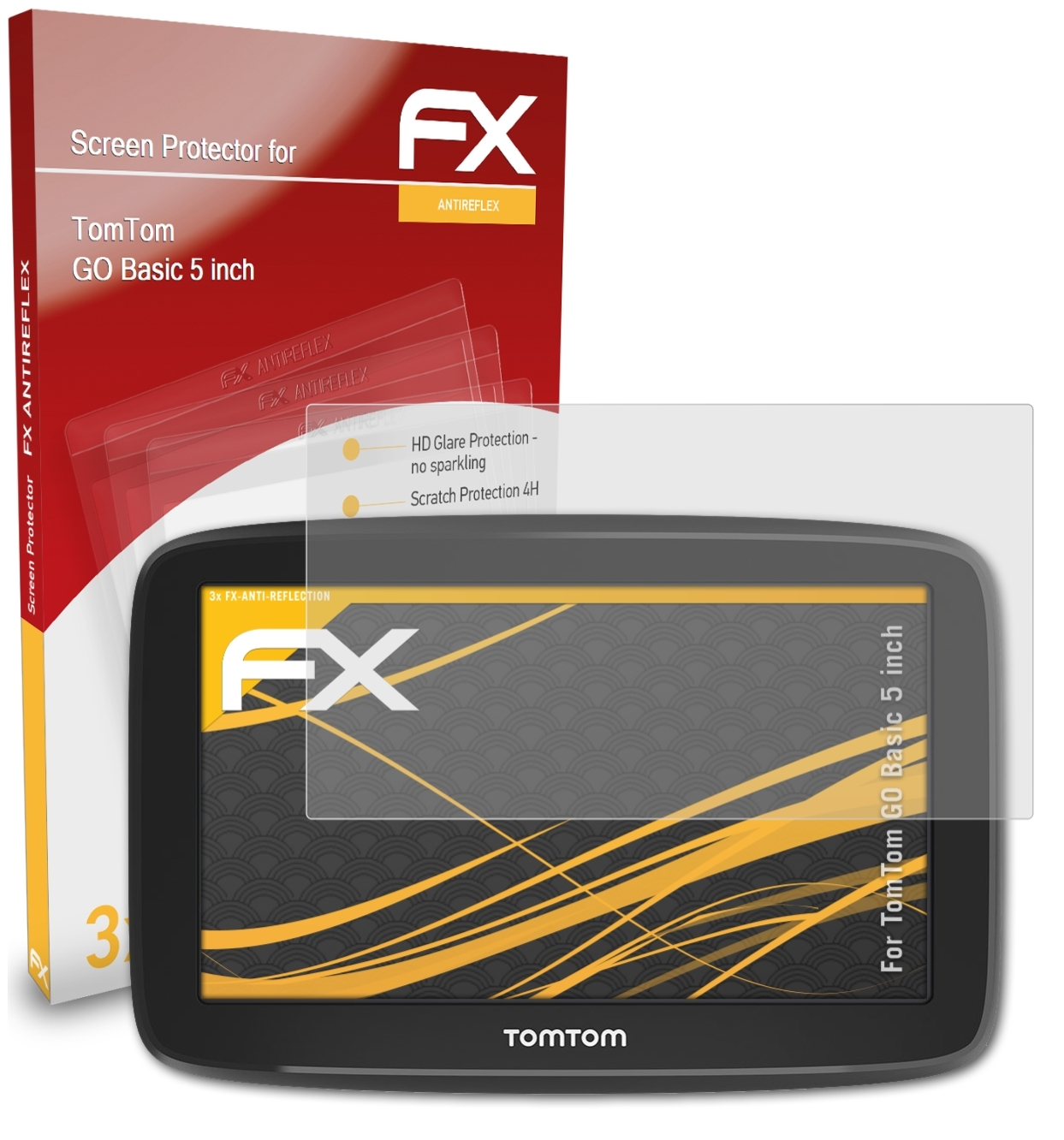 3x ATFOLIX (5 GO FX-Antireflex Basic TomTom Displayschutz(für inch))