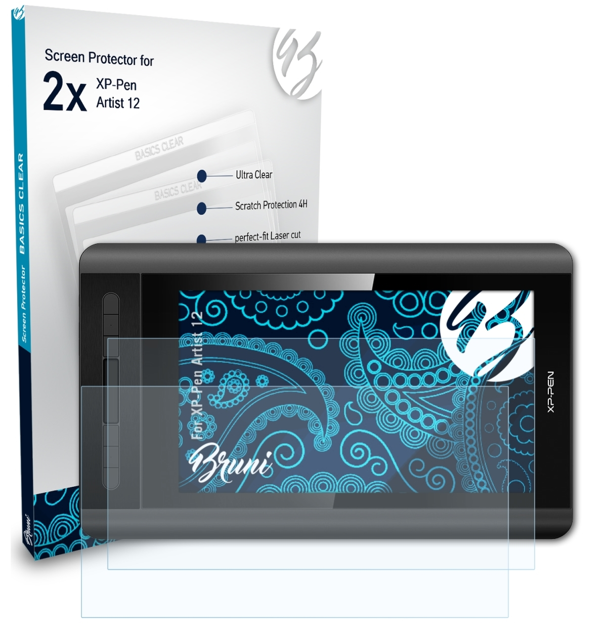 BRUNI XP-PEN Artist Basics-Clear 12) 2x Schutzfolie(für
