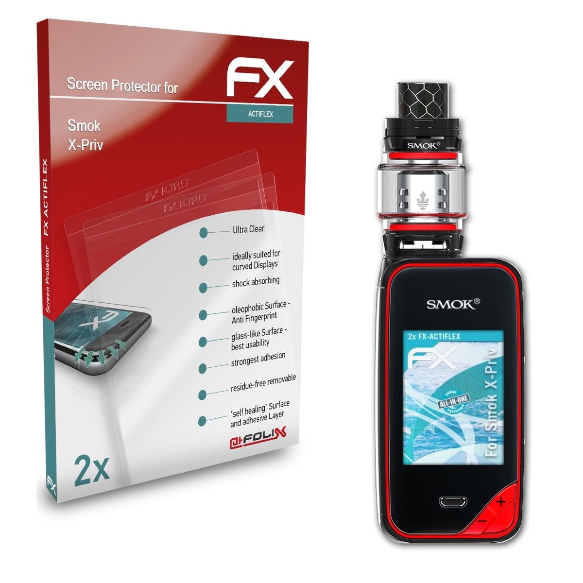 ATFOLIX 2x FX-ActiFleX Displayschutz(für Smok X-Priv)