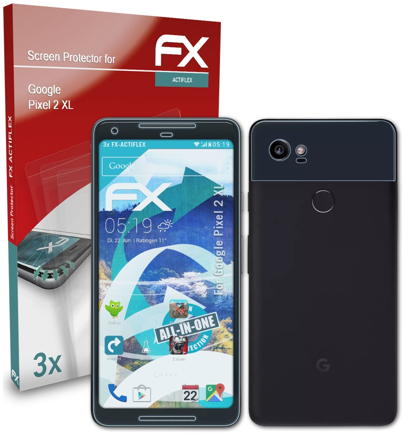 ATFOLIX 3x XL) FX-ActiFleX 2 Displayschutz(für Pixel Google