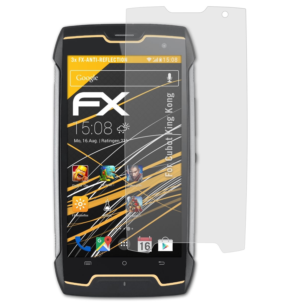 King FX-Antireflex Cubot Kong) Displayschutz(für ATFOLIX 3x